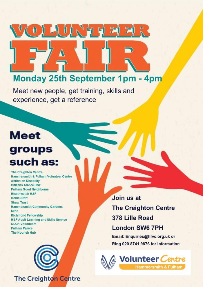 Volunteer Fair - The Creighton Centre - 25th September - 1pm to 4pm